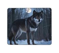 Wolf in Snowy Night Dark Gaming Mouse Pad Base in Gomma Antiscivolo Quadrato Tappetino per Mouse per Computer di Casa Tappetino per Mouse 7 X 21,8 cm