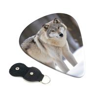Wolf In The Snow - Confezione da 6 plettri (0,46 mm/0,71 mm/0,96 mm), adatti per chitarra e ukulele
