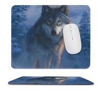 Wolf in Treess Tappetini Mouse Base in Gomma Mousemat Portatile Tappetino per Mouse per Laptop Ufficio Casa 25X30Cm