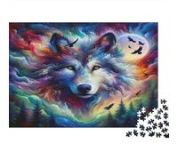 Wolf Jigsaw Puzzle Impossibili 1000Pcs Rainbow Wolf with Bats Decorazione Per La Casa. Rilassamento E Intelligence Per Adulti E Bambini Da 12 Anni 52x38cm/1000pcs