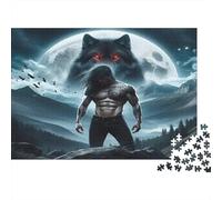 Wolf Jigsaw Puzzle Impossible 1000 Pezzi Man with Wolf Eyes at Night Decorazione Per La Casa. Rilassamento E Intelligence Per Adulti E Bambini Da 12 Anni 38x26cm/1000pcs