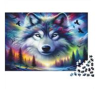 Wolf Jigsaw Puzzle Impossible 1000 Pezzi Rainbow Wolf Face Decorazione Per La Casa. Rilassamento E Intelligence Per Adulti E Ragazzi Da 14 Anni 52x38cm/1000pcs