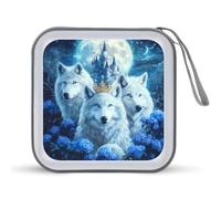 Wolf King - Custodia porta CD a forma di fiore, portatile, capacità 40 DVD, organizer per auto e viaggi