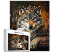 Wolf King - Puzzle da 1000 pezzi per adulti con corona, modellatura artistica, impegnativi, giochi di attività per la famiglia, colorati, fai da te, decorazione per la casa, regali, 50 x 68 cm