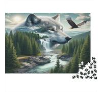 Wolf Landscape Nature Puzzle impossibile, sfida per adulti, intrattenimento creativo, 1000 pezzi, opera d'arte da gioco per adulti e bambini di età superiore ai 12 anni, 70 x 50 cm/1000 pezzi