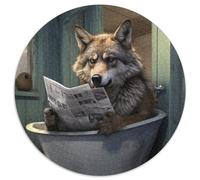 Wolf liest Zeitung, 1000-teiliges Puzzle, rund, aus Pappe, interaktives Familienspiel, Denksportaufgabe, Geschenk, 1000 Teile (67,5x67,5cm)