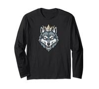 Wolf Lone Crown King Pack Howling Howl Wolf Timber Maglia a Manica