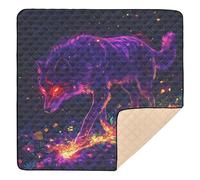 Wolf Magic Fantasy Art - Tappetino da gioco per bambini per interni ed esterni, impermeabile, per attività sulla pancia, 127 x 127 cm