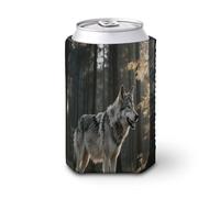 Wolf - Manicotto refrigerante per lattine, pieghevole, isolato, riutilizzabile, standard, in neoprene, per bevande fredde e calde