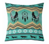 Wolf,Moon Dream Catcher,Southwestern Native Ethnic Tribal Arrow Aztec,Western Boho Fodere Cuscino Lusso Copricuscino Resistenti Copricuscini per Salotto Terrazza Esterno 45X45Cm