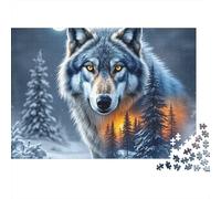 Wolf Moon Forest Puzzle 1000 Pezzi - Cartone Friendly, Relax E Concentrazione, Poster Incluso - 52x38cm/1000pcs