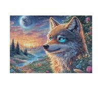 Wolf Moon Mountain Forest Wildlife Wild Nature Puzzle 300 Pezzi Rompicapo Difficile Adulti Collezionisti Per Amanti Del Puzzle Intelligenza E Relax Pressione Ridotta Regalo 300 PCS