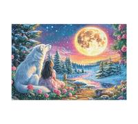 Wolf Moon Night Forest Puzzle 1000 Pezzi Rompicapo Astratto Geometrico Happy Time Arte Geometrica Moderna Rompicapo Stimolante Creatività E Logica Idea Regalo 1000 PCS