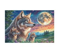 Wolf Moon Night Forest Puzzle 1000 Pezzi Serate In Casa Con Amici Happy Time Giochi Da Tavolo Per Gruppo Divertimento E Convivialità Regalo Per Amici E Parenti 1000 PCS