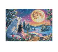 Wolf Moon Night Forest Puzzle 300 Pezzi Giochi Da Tavolo Per Serate Happy Time Divertimento in Gruppo Rilassamento E Convivialità Regalo Per Amici 300 PCS