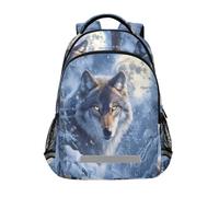 Wolf Moon - Zaini da neve per bambini, per la scuola, per studenti, per ragazzi e ragazze, stile casual, Lupo Luna Neve, Taglia unica