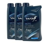 WOLF Olio Moto 4T 29131 SAE 10W-30 JASO MA2 API SL - 3 x 1 Litro WOLF Olio Moto 4T 29131 SAE 10W-30 JASO MA2 API SL - 4 x 1 Litro