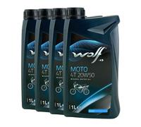 WOLF Moto 4T 20W-50 Api Sl, Jaso MA2, 4x1 Litro