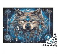 Wolf Mystical Art-spiritual Dreamcatcher Style Puzzle Impossibili 1000 Pezzi Colorful Tribal Wolf Art Decorazione Per La Casa. Rilassamento E Intelligence Per Adulti E Bambini Da 12 Anni 38x26cm/1000
