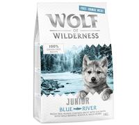 Wolf of Wilderness Free-Range-Meat Crocchette e Alimenti umidi per cani - 1 kg crocchette Junior "Blue River"- Pollo allevato all'aperto & Salmone