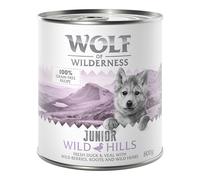 Wolf of Wilderness Junior 6 x 800 g umido per cane - Wild Hills - Anatra & Vitello