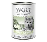 Wolf of Wilderness Junior "Expedition" 6 x 400 g umido cane - Steep Journey - Pollame con Agnello