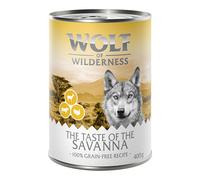 Wolf of Wilderness "The Taste Of" 6 x 400 g umido per cane - The Savanna - tacchino, manzo, capra