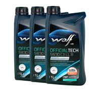 WOLF OfficialTech 5W-30 C3 LL III OPEL OV0401547-D30, OV0401547-G30, 3X1 Litro