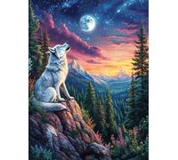 Wolf on A Mountain Peak at Sunset Puzzle 500 Pezzi Per Regalo Cartone Di Alta Qualità Per Adulti E Bambini Science Fiction Magical Dream Con Confezione Regalo Per Tutte Le Occasioni Qualità Premium 5