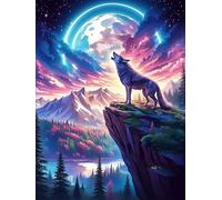 Wolf on A Mountain Under The Northern Lights Puzzle 300 Pezzi Giochi Da Tavolo Intelligenti Familiare Wildlife Pet Per Amici E Parenti Rilassamento Pressione Ridotta Idea Regalo Natale 2025 300 PCS