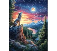 Wolf on A Rocky Cliff at Sunset Puzzle 300 Pezzi Per Decorare La Parete Wildlife Pet Cartone Spesso Non Sbiadisce Per Camera Da Letto Con Cornice Inclusa Stampa Ad Alta Definizione 300 PCS
