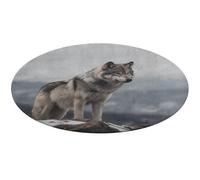 Wolf on the Mountain Area, tappeto rotondo, lavabile, antiscivolo, per soggiorno, morbido, lavabile, per camera da letto, moderno e corallo, ideale come regalo per camera da letto, 90 x 90 cm