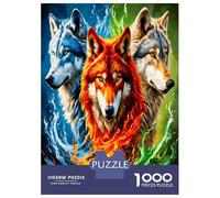 Wolf Pack Flame Ice 1000 Pezzi Puzzle Classico Primal Elemental Force Bundle Puzzle Cartone Extra Spesso - Preferito Dai Collezionisti, Relax Mentale, Pause Ufficio, Viaggio E Regali Festivi 38x26cm/1