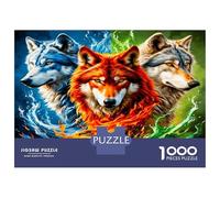 Wolf Pack Flame Ice 1000 Pezzi Set Puzzle Primal Elemental Force Puzzle Cartone Extra Spesso - Anti-stress E Viaggio, Regalo Di Natale 12+, Allenamento Mentale Per Adulti E Bambini 70x50cm/1000pcs