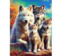 Wolf Pack in A Magical Forest Puzzle 300 Pezzi Per Attività All'aperto Science Fiction Magical Dream Cartone Impermeabile Per Campeggio Vacanze Per Famiglie Con Busta Per Pezzi Inclusa Qualità Premiu