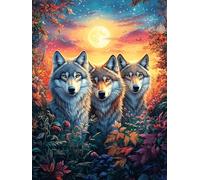Wolf Pack in Moonlight Forest Puzzle 1000 Pezzi Rompicapo Creativo Artistico Magical Accompany Fairy Tale Stimolo Della Creatività Attività Per Il Tempo Libero Regalo Per Persone Creative 1000 PCS