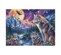 Wolf Pack Moon Mountain Forest Wildlife Wild Nature Puzzle 500 Pezzi Rompicapo Per Momentidi Pace Happy Time Attività Solitaria Rilassante Antistress Naturale Regalo Per Chi Ama La Tranquillità 500 P