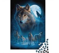 Wolf Pack Moonlit Night Puzzle Impossibili 1000 Pezzi Decorazione Per La Casa. Rilassamento E Intelligence Per Adulti E Ragazzi Da 14 Anni 38x26cm/1000pcs