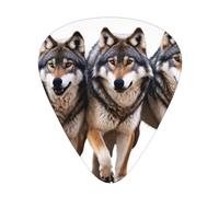 Wolf Pack - Set di plettri stampati, 12 pezzi, sottili, medi e spessi, adatti per chitarra, basso, chitarra elettrica e ukulele