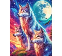 Wolf Pack Under The Full Moon Rompicapo 500 Pezzi Per Decorazione Ufficio Wildlife Pet Cartone Rigido Anti Riflesso Tema Arte Moderna Per Studio Con Poster Incluso Top Vendita 500 PCS