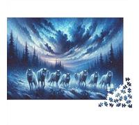 Wolf Pack Walking Night 1000 Piece Puzzle, Animal Art Print, Educational Toy, Creative Gift for Men Women