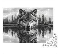 Wolf Pack Walking Night 1000 Piece Puzzle, Animal Art Print, Fun Family Game, Gift for Adults