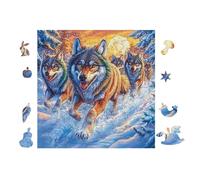 Wolf Pack Walking Together Puzzle 100 Pezzi Per Adulti in Cartone Rigido 3D Panoramico Per Viaggi E Vacanze Miglioramento Concentrazione Edizione Esclusiva Qualità 28x28cm