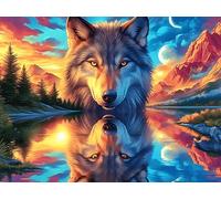 Wolf Puzzle 1000 Pezzi Per Regalo Di Pasqua Cartone Spesso Per Bambini Colorful Fantasy Wildlife Attività Educativa Per Tutta La Famiglia Con Confezione Regalo Qualità Garantita 1000 PCS/75x50cm