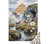 Wolf Puzzle Giochi 1000 Pezzi Per Adulti E Ragazzi Arte The Scenery of Wolves in A Foreign Land Puzzle Adulti Foto 1000pcs (75x50cm)
