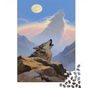Wolf Puzzle Giochi 1000 Pezzi Regalo Per Lui E Per Lei Arte The Howl of Wolves in The Moonlight Night Puzzle Adulti Foto 1000pcs (75x50cm)