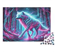 Wolf Puzzle Impossibili 1000 Pezzi Colorful Neon Wolf Decorazione Per La Casa. Rilassamento E Intelligence Per Adulti E Ragazzi Da 14 Anni 38x26cm/1000pcs