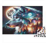 Wolf Puzzle per Bambini 1000 Pezzi Recyclable Full Moon Puzzle Divertente E Impegnativa Gioco Per La Famiglia Grande Regalo Idea for Child‘s Birthday 70x50cm/1000pcs