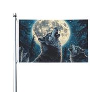 Wolf Raises Head And Howls Yard House Bandiere, 0,9 x 1,5 m, striscione di auguri con occhielli per interni ed esterni, decorazioni per la casa