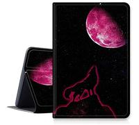 Wolf Red Moon Custodia per Samsung Galaxy Tab A7 Lite 8,7" modello 2021 (SM-T220/T225/T227), custodia in pelle PU con angoli di visualizzazione multipli pieghevole per Galaxy Tab A7 Lite